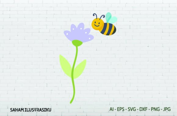Bee and Flowers Svg: Vibrant Graphics for Handmade Illustrations