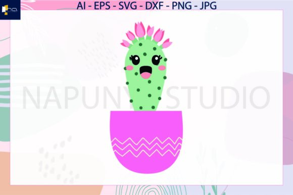 Cactus Flowers Kawaii,svg Graphics for Handmade Illustrations