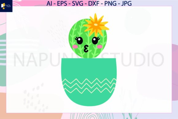 Cactus Flowers Kawaii Svg Graphics for Illustrations