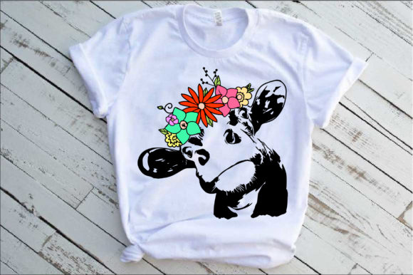 Cow with Flowers Bandana Heifer: A Fresh Graphics and Illustrations Asset