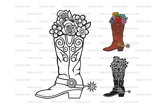 Cowboy Boots with Flowers: Graphics & Illustrations Review