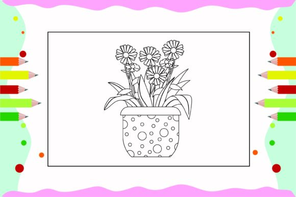 Flowers Coloring Pages for Kids 58: Fresh Graphics and Illustrations