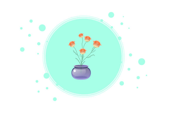 Flowers Pot Wedding Circle Bubble Graphics and Illustrations