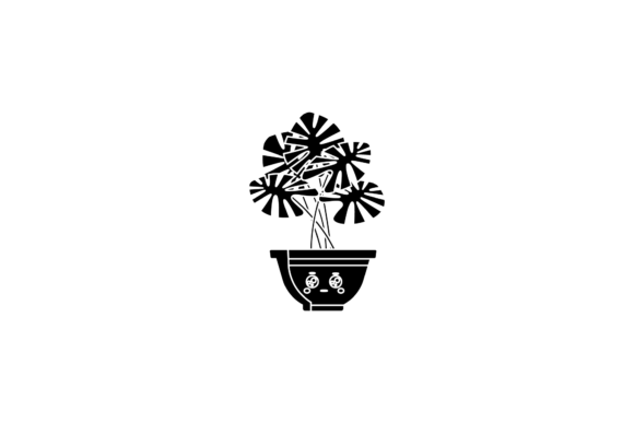 Flowers Potted Trees Silhouette Graphics and Illustrations Review