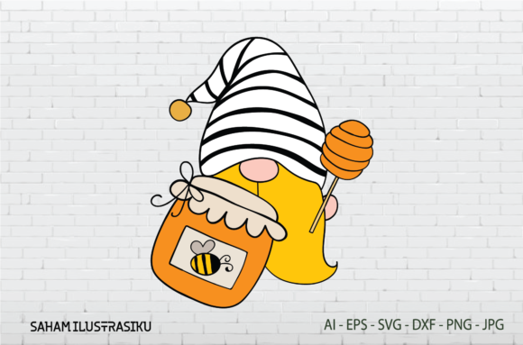Gnomes Bee Flowers Svg, Honey Graphics and Illustrations