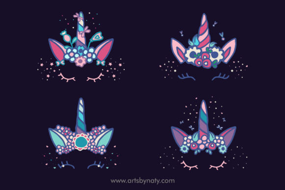 Unicorn and Flowers Vector SVG Clipart for Graphics
