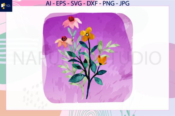 Watercolor Flowers,svg Graphics for Editorial Illustrations